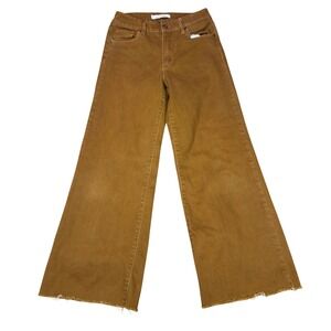 Whetherly Brooklyn High Rise Wide Leg Jeans Womens 25 Brown Tan Raw Hem Stretch